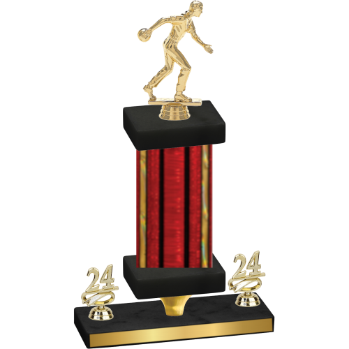 Premium Single Red Glacier Year Bowling Trophy