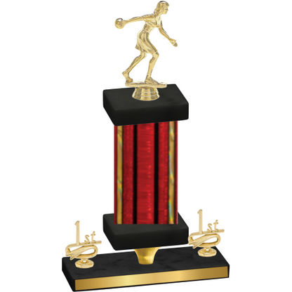 Premium Single Red Glacier First Place Bowling Trophy