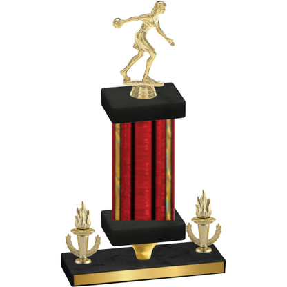 Premium Single Red Glacier Victory Bowling Trophy