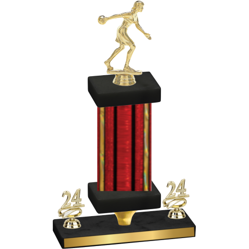 Premium Single Red Glacier Year Bowling Trophy