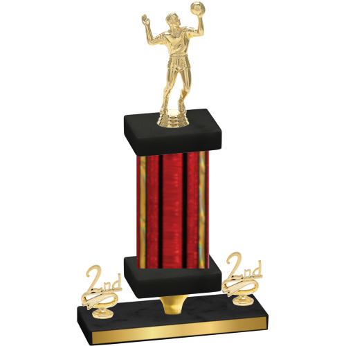 Premium Single Red Glacier Second Place Volleyball Trophy