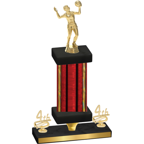 Premium Single Red Glacier Fourth Place Volleyball Trophy