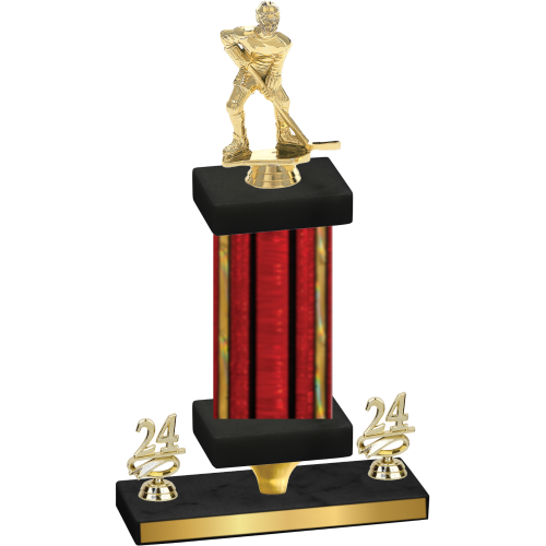 Premium Single Red Glacier Year Hockey Trophy