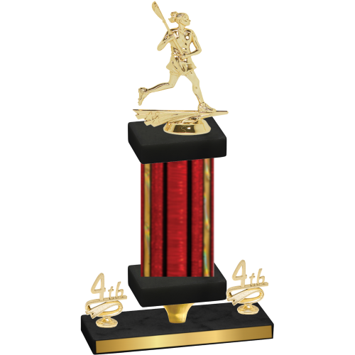 Premium Single Red Glacier Fourth Place Lacrosse Trophy