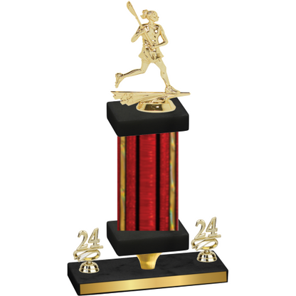 Premium Single Red Glacier Year Lacrosse Trophy