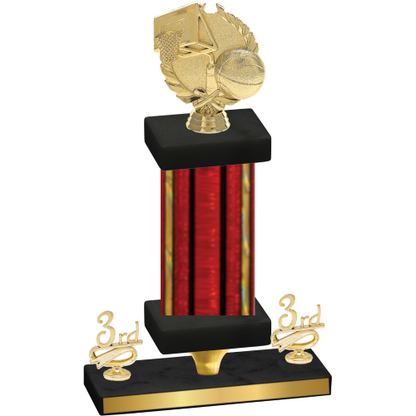 Premium Single Red Glacier Third Place Basketball Trophy