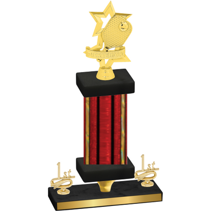 Premium Single Red Glacier First Place Pickleball Trophy