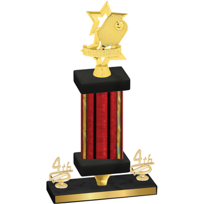 Premium Single Red Glacier Fourth Place Pickleball Trophy