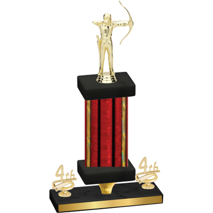 Premium Single Red Glacier Fourth Place Archery Trophy