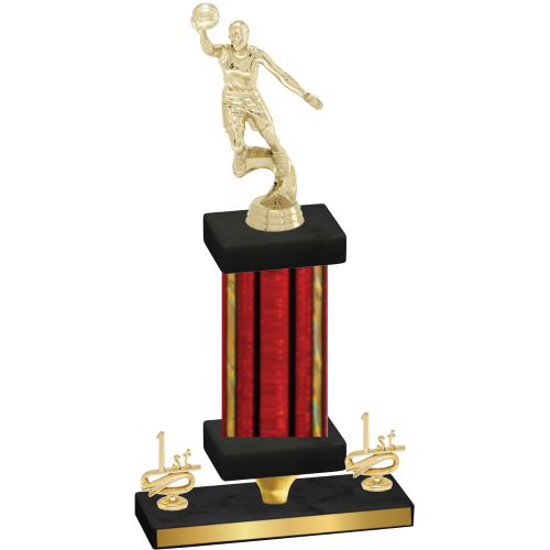 Premium Single Red Glacier First Place Basketball Trophy