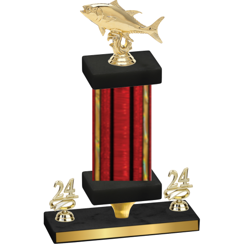 Premium Single Red Glacier Year Fishing Trophy