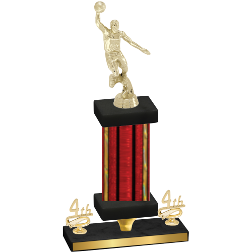 Premium Single Red Glacier Fourth Place Basketball Trophy