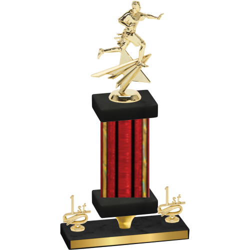 Premium Single Red Glacier First Place Flag Football Trophy