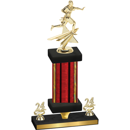 Premium Single Red Glacier Year Flag Football Trophy