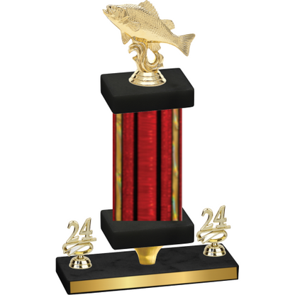 Premium Single Red Glacier Year Fishing Trophy