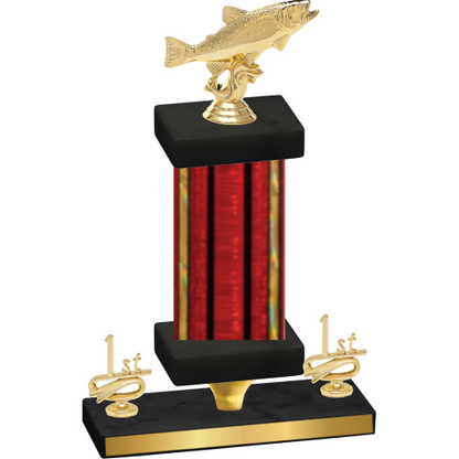 Premium Single Red Glacier First Place Fishing Trophy