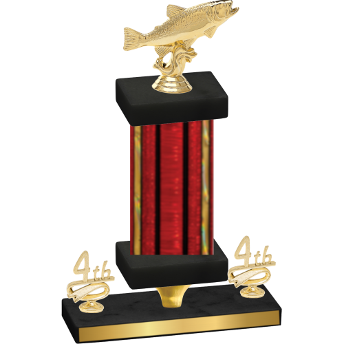 Premium Single Red Glacier Fourth Place Fishing Trophy