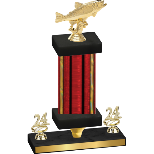 Premium Single Red Glacier Year Fishing Trophy