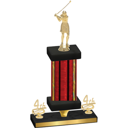 Premium Single Red Glacier Fourth Place Golf Trophy