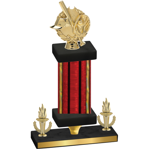 Premium Single Red Glacier Victory Baseball Trophy