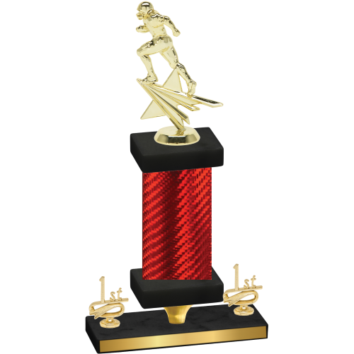 Premium Single Red Carbon Fiber First Place Football Trophy