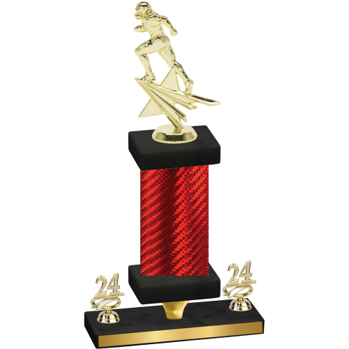 Premium Single Red Carbon Fiber Year Football Trophy