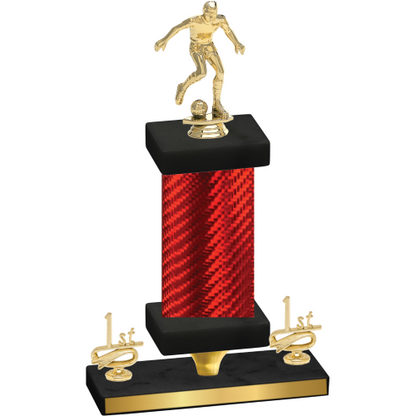 Premium Single Red Carbon Fiber First Place Soccer Trophy