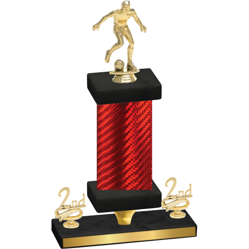 Premium Single Red Carbon Fiber Second Place Soccer Trophy