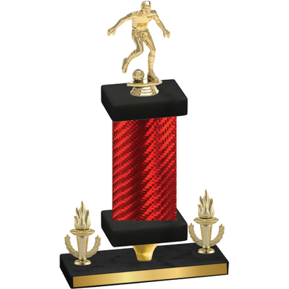 Premium Single Red Carbon Fiber Victory Soccer Trophy