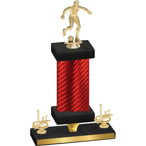 Premium Single Red Carbon Fiber First Place Soccer Trophy