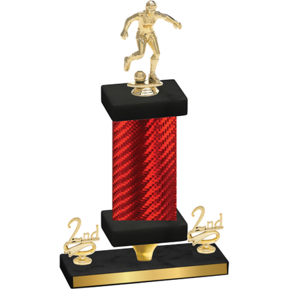 Premium Single Red Carbon Fiber Second Place Soccer Trophy