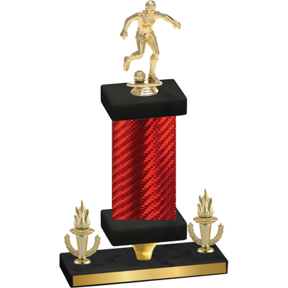 Premium Single Red Carbon Fiber Victory Soccer Trophy