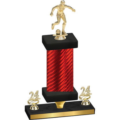 Premium Single Red Carbon Fiber Year Soccer Trophy