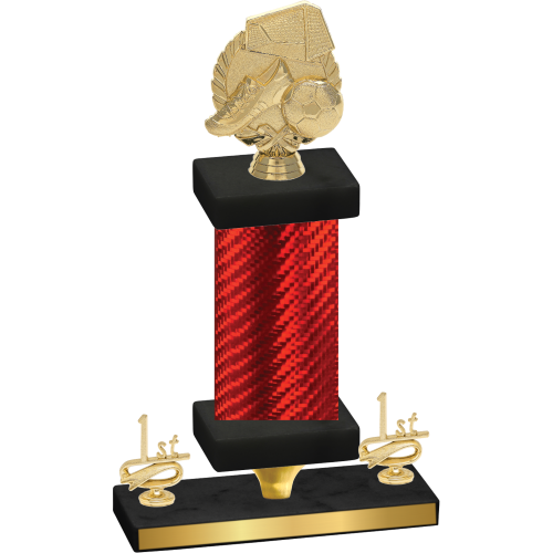 Premium Single Red Carbon Fiber First Place Soccer Trophy