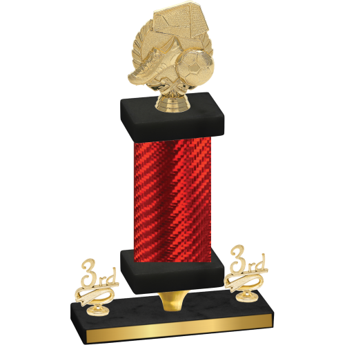 Premium Single Red Carbon Fiber Third Place Soccer Trophy