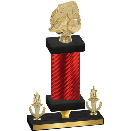 Premium Single Red Carbon Fiber Victory Soccer Trophy