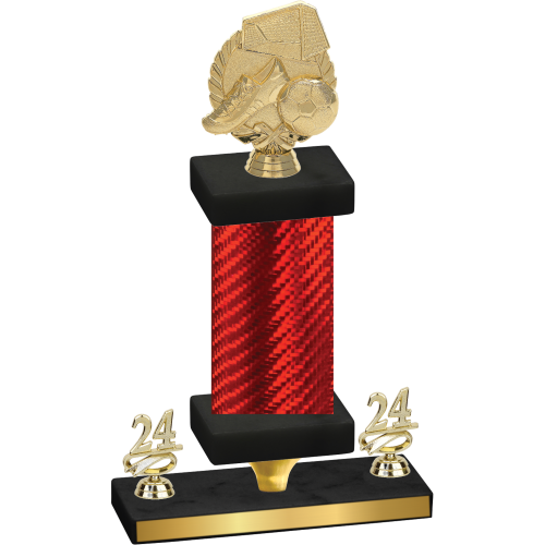 Premium Single Red Carbon Fiber Year Soccer Trophy