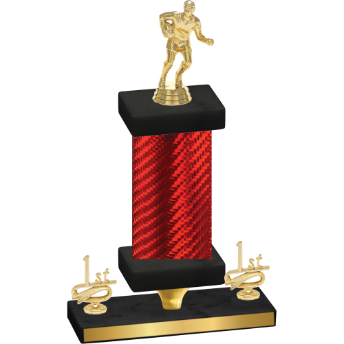 Premium Single Red Carbon Fiber First Place Rugby Trophy