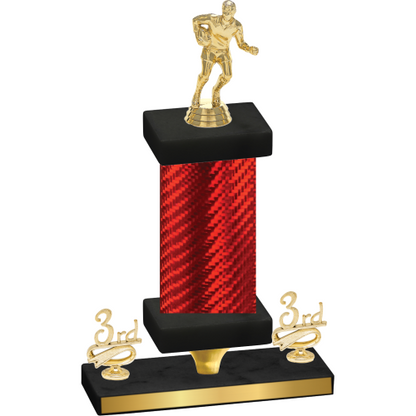 Premium Single Red Carbon Fiber Third Place Rugby Trophy