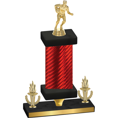 Premium Single Red Carbon Fiber Victory Rugby Trophy