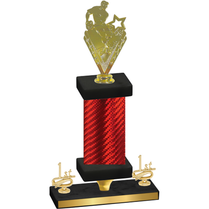 Premium Single Red Carbon Fiber First Place Rugby Trophy