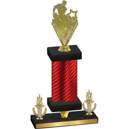 Premium Single Red Carbon Fiber Victory Rugby Trophy