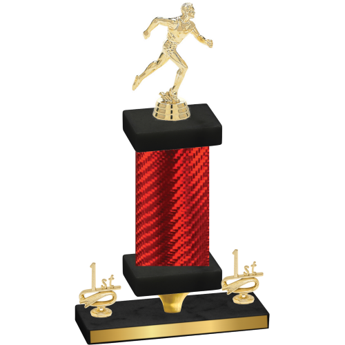 Premium Single Red Carbon Fiber First Place Running Trophy