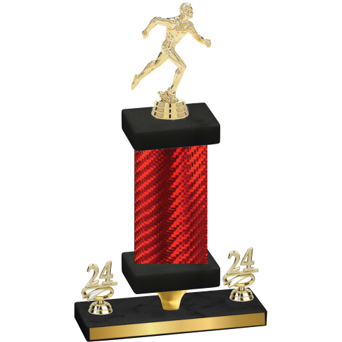 Premium Single Red Carbon Fiber Year Running Trophy