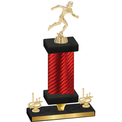 Premium Single Red Carbon Fiber First Place Running Trophy