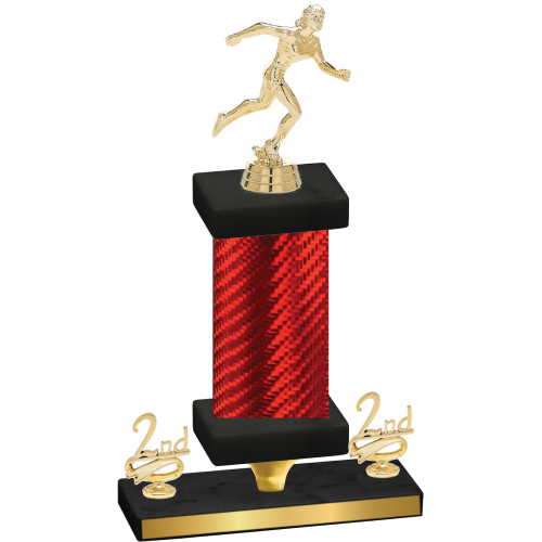 Premium Single Red Carbon Fiber Second Place Running Trophy