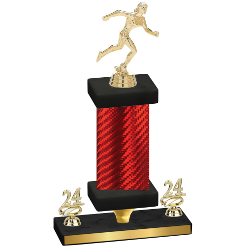 Premium Single Red Carbon Fiber Year Running Trophy