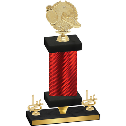 Premium Single Red Carbon Fiber First Place Running Trophy