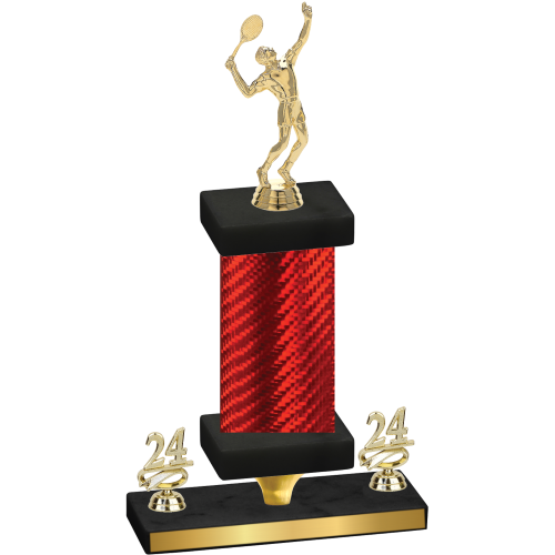 Premium Single Red Carbon Fiber Year Tennis Trophy