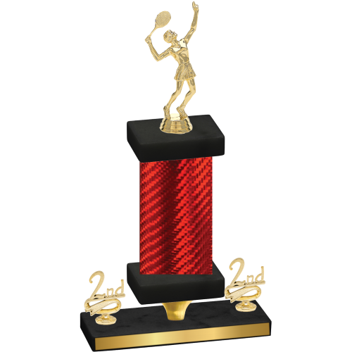 Premium Single Red Carbon Fiber Second Place Tennis Trophy